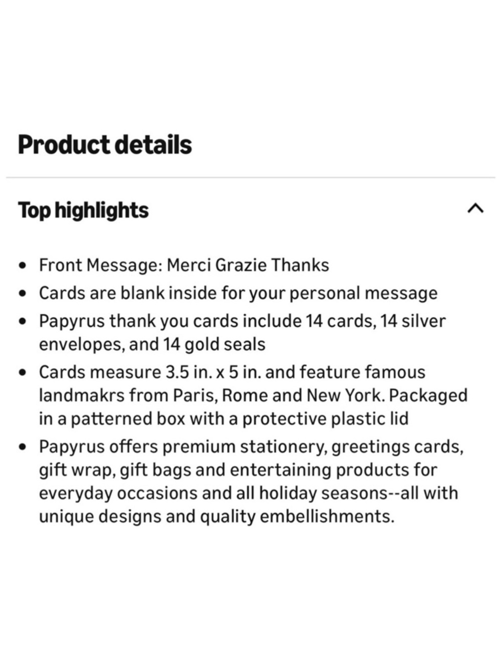Papyrus Merci Grazie Thanks Boxed Thank You Cards 14 Count BNIB Silver Envelopes - Picture 7 of 10